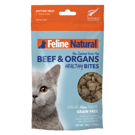 Feline Natural Beef Healthy Bites Cat Treats 50g
