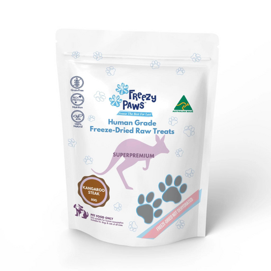 Freezy Paws Freeze Dried Dogs and Cats Treats Kangaroo Steak 80g