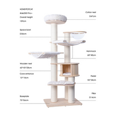 Honeypotcat Elite Wood Cat Tower With Capsule - 186cm - Shipping Only