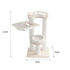 Honeypotcat Leisure Loft With Hammock & Scratch Post Cat Tree - White Velvet - 127cm