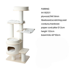 Honeypotcat PURRING Multi-Tier Plush & Sisal Deluxe Cat Tree - 153cm - Shipping Only