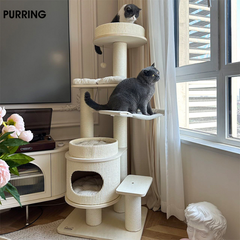 Honeypotcat PURRING Multi-Tier Plush & Sisal Deluxe Cat Tree - 153cm - Shipping Only