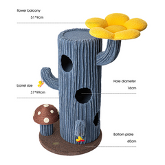 Honeypotcat Solo Cactus Bloom Cat Tree - Blue 120.5cm - Shipping only