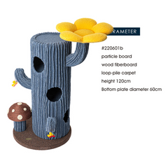 Honeypotcat Solo Cactus Bloom Cat Tree - Blue 120.5cm - Shipping only