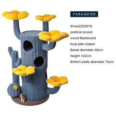 Honeypotcat Luxe Cactus Bloom Cat Tree - Blue 162cm - Shipping Only