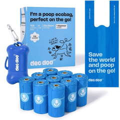 Deo Doo Bio Dog Poo Bags with Handle 9 Rolls 108 Counts Iris Scented + 1 Dispenser