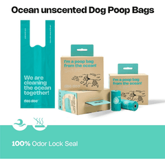 Deo Doo Bio Dog Poo Bags with Handle 12 Rolls 144 Counts Uncented