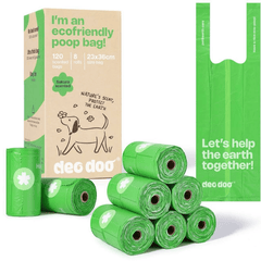Deo Doo Bio Dog Poo Bags with Handle 8 Rolls 120 Counts Sakura Scented