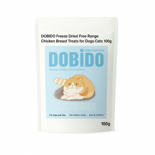 DOBIDO Freeze Dried Free Range Chicken Breast Dog Cat Treats 100g