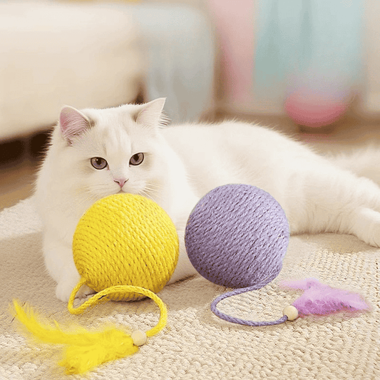 Hoopet Long Rope Feather Sisal Ball Cat Toy