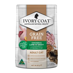 Ivory Coat Grain Free Adult Cat Wet Food Chicken & Lamb in Gravy