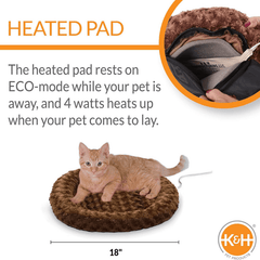 K&H Thermo Kitty Heated Bed Fashion Mocha 45cm 4w