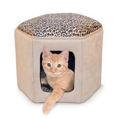K&H Thermo Kitty Sleep House Tan/Leopard 43 x 33cm 4w