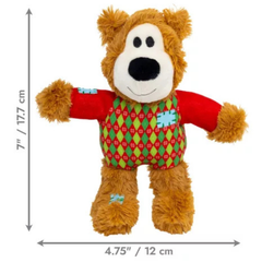 KONG Holiday Christmas Wild Knots Sweater Bear Red Small Medium Toy For Dogs
