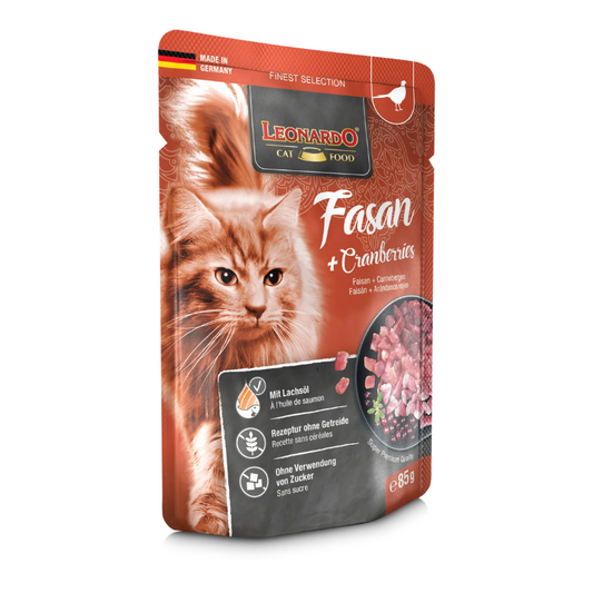 Leonardo Finest Selection Pheasant & Cranberries Cat Wet Food Pouch 85g