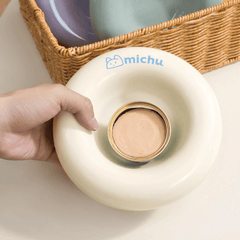 Michu Bagel Ceramic Cat Bowl – Anti-Whisker Wide Shallow Cat Food Bowl