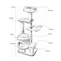 Michu Luna Multi-Layer Solid Wood Cat Nest Tree - Shipping Only