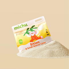 Michu Natural Crushed Tofu Cat Litter for Kittens and Small Animals 2.5kg/6L