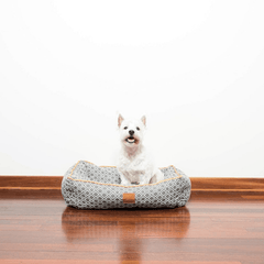 Mog and Bone Bolster Bed Grey Ikat Large
