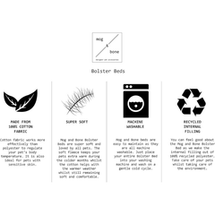 Mog and Bone Bolster Bed Grey Ikat Large