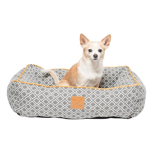 Mog and Bone Bolster Bed Grey Ikat Large