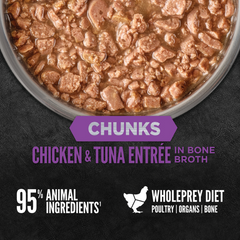 Orijen Chunks & Shreds Chicken & Tuna ENTRÉE For Kitten in Bone Broth Cat Wet Food Can 85g
