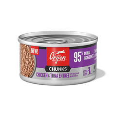 Orijen Chunks & Shreds Chicken & Tuna ENTRÉE For Kitten in Bone Broth Cat Wet Food Can 85g