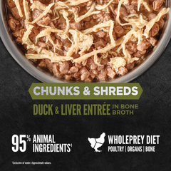 Orijen Chunks & Shreds Duck & Liver ENTRÉE in Bone Broth Cat Wet Food Can 85g