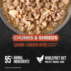 Orijen Chunks & Shreds Salmon & Chicken ENTRÉE in Bone Broth Cat Wet Food Can 85g