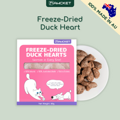 PAWCKET Freeze Dried Raw Duck Heart Dog Cat Treats 45g