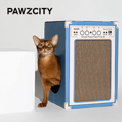 PAWZCITY Vintage Speaker Cat Scratching House - Blue