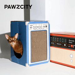 PAWZCITY Vintage Speaker Cat Scratching House - Blue