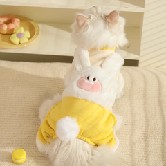 Pikapet Bunny Hoodie for Cats Warm Fleece Jumpsuit