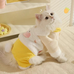 Pikapet Bunny Hoodie for Cats Warm Fleece Jumpsuit