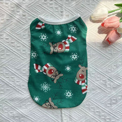 Pikapet Pet Clothes Vest Summer Green Deer Christmas Style