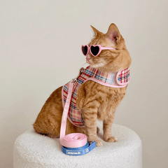 Princess Honeybelle X Catventure - Escape Proof Cat Harness - Pink Tartan