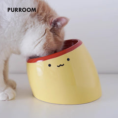 PURROOM Elevated Pudding Ceramic Pet Bowl