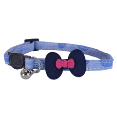 Rosewood Demin Navy Bow Cat Collar