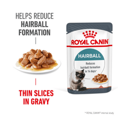 Royal Canin Adult Hairball Care Wet Cat Food Pouches in Gravy 12 x 85g