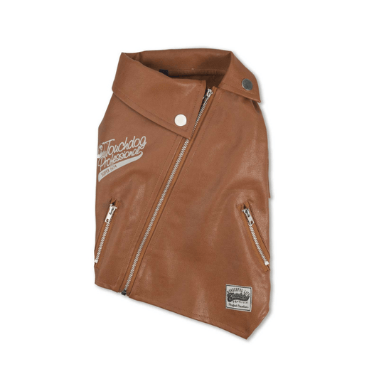 Touchdog Irregula Motorbike Leather Jacket Brown