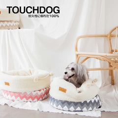 Touchdog Snowflake Premium Designer Jute Bag Nest Bed – Pink