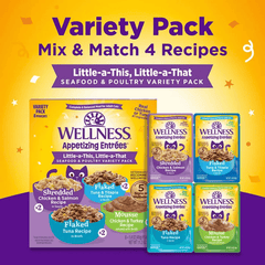 Wellness Core Appetizing Entrees Seafood & Poultry Wet Cat Food Pouch Variety Pack 40gx8PK