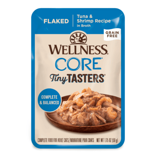 Wellness CORE Tiny Tasters Flaked Tuna & Shrimp Recipe in Broth Wet Cat Food 50g
