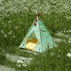 ZEZE Pet Tent Green Plaid