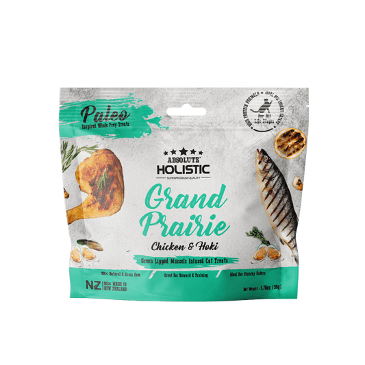 Absolute Holistic Air Dried Cat Treats Grand Prairie Chicken and Hoki 50g