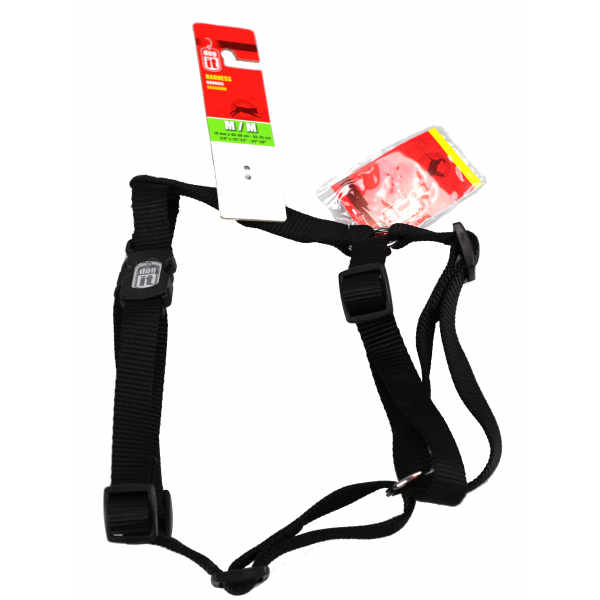 Dogit Nylon Dog Adjustable Harness Medium Black