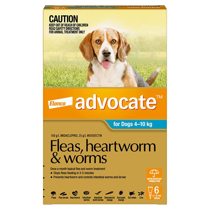 Advocate Spot-on Flea and Worm Treatment for Medium Dog 4-10kg 6pk