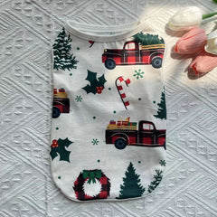 Pikapet Pet Clothes Vest Summer White Christmas Car Style