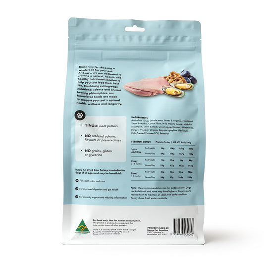BUGSY Premium Air-Dried Raw Turkey Dog Dry Food