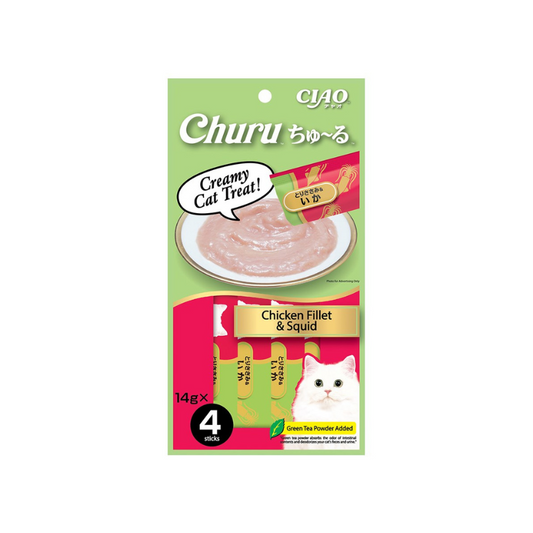 CIAO Churu Cat Treats Chicken & Squid 14gx4pcs